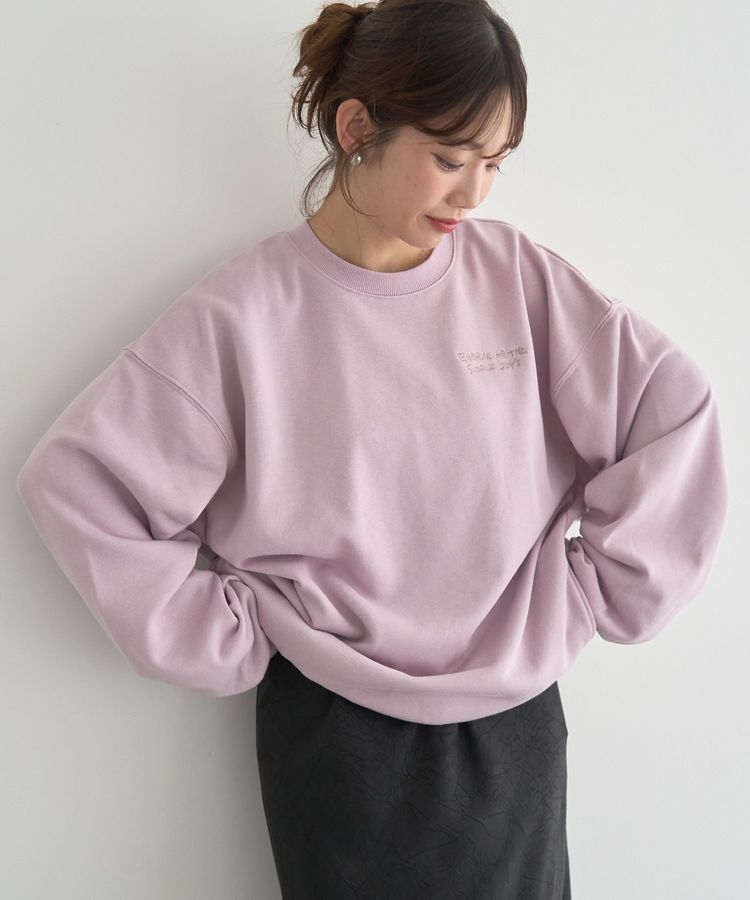 earth music&ecology「サイドリブロゴスウェット」|スウェット・ジャージ|グレイッシュピンク