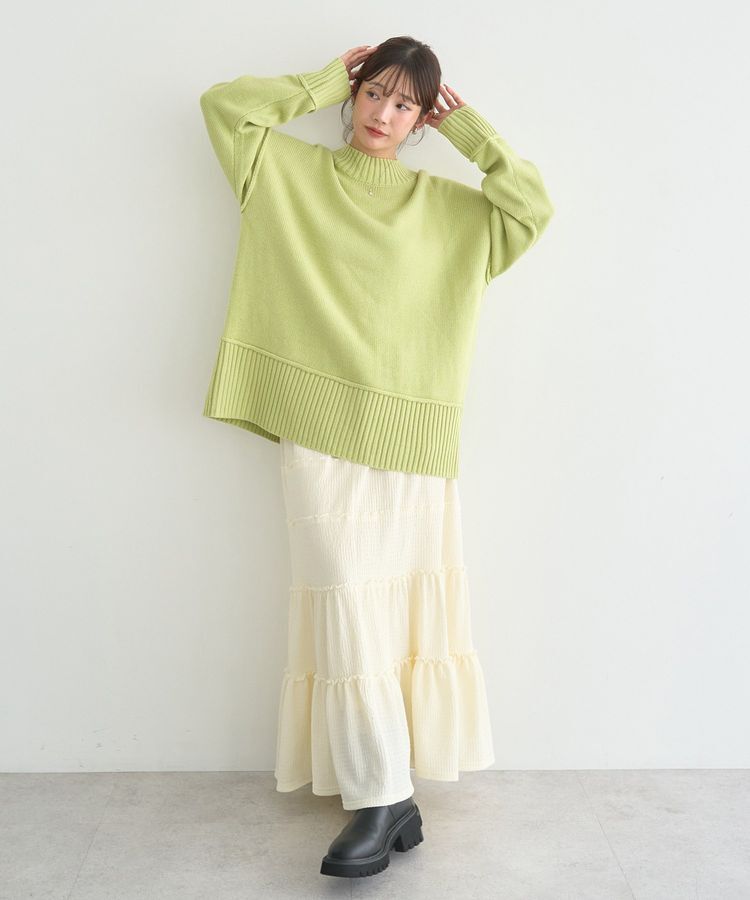 earth music&ecology「アンチピリングモックネックバックスリットニット」|ニット・セーター|