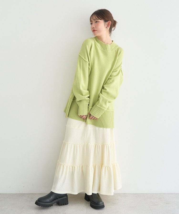 earth music&ecology「アンチピリングモックネックバックスリットニット」|ニット・セーター|