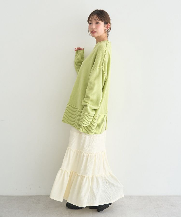 earth music&ecology「アンチピリングモックネックバックスリットニット」|ニット・セーター|