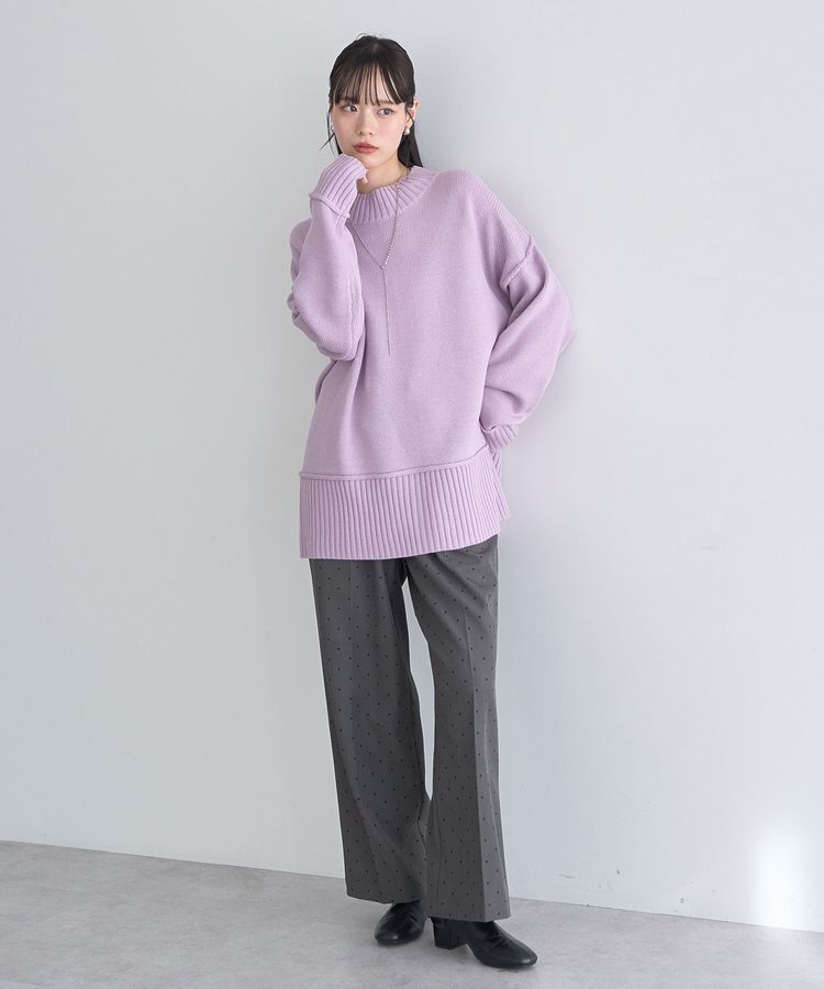 earth music&ecology「アンチピリングモックネックバックスリットニット」|ニット・セーター|