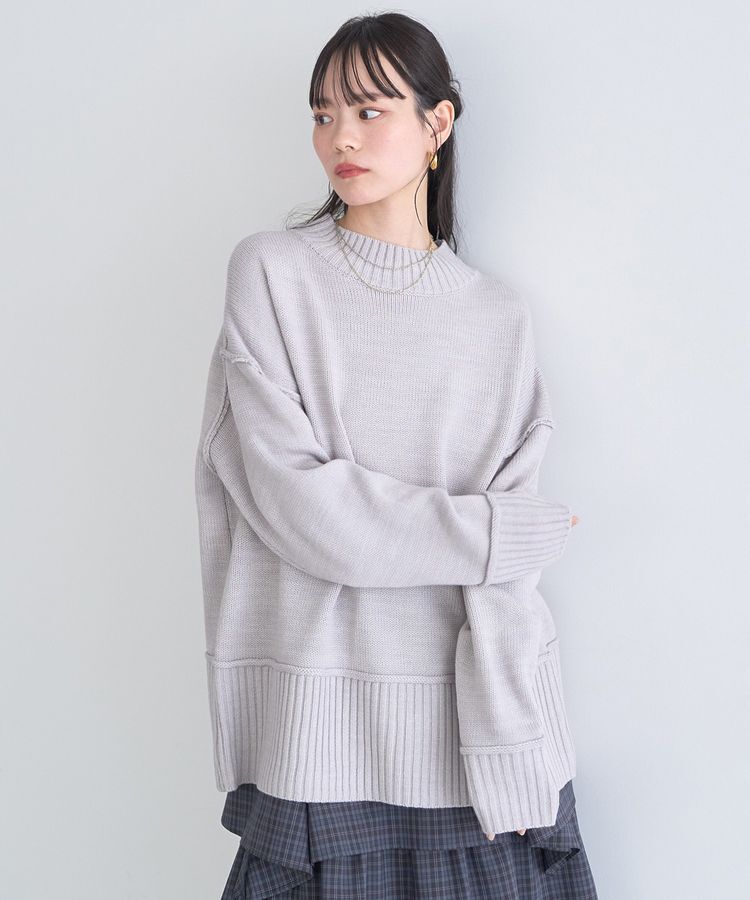 earth music&ecology「アンチピリングモックネックバックスリットニット」|ニット・セーター|