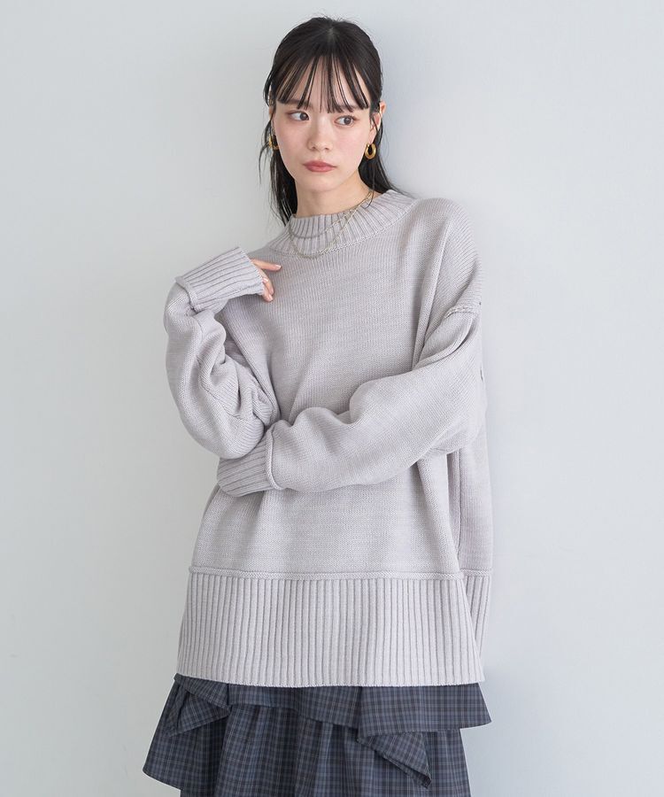 earth music&ecology「アンチピリングモックネックバックスリットニット」|ニット・セーター|