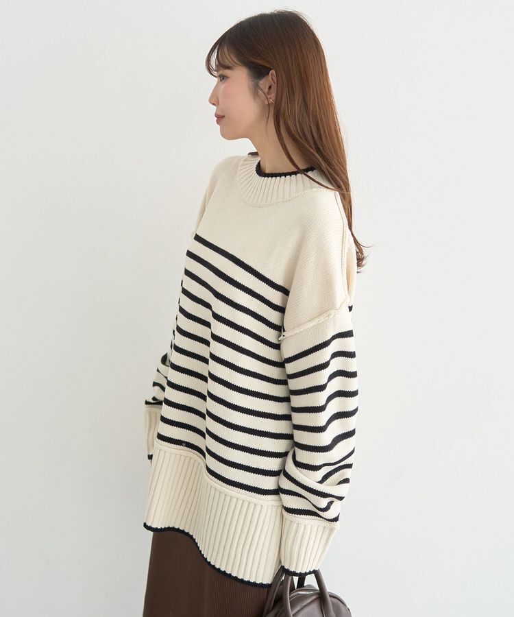 earth music&ecology「アンチピリングモックネックバックスリットニット」|ニット・セーター|