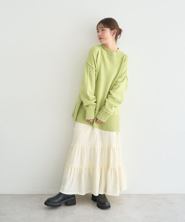 earth music&ecology「アンチピリングモックネックバックスリットニット」|ニット・セーター|