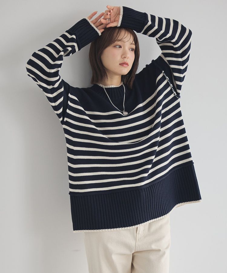 earth music&ecology「アンチピリングモックネックバックスリットニット」|ニット・セーター|