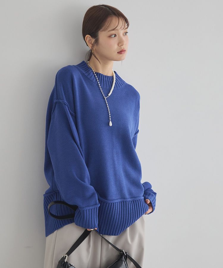 earth music&ecology「アンチピリングモックネックバックスリットニット」|ニット・セーター|