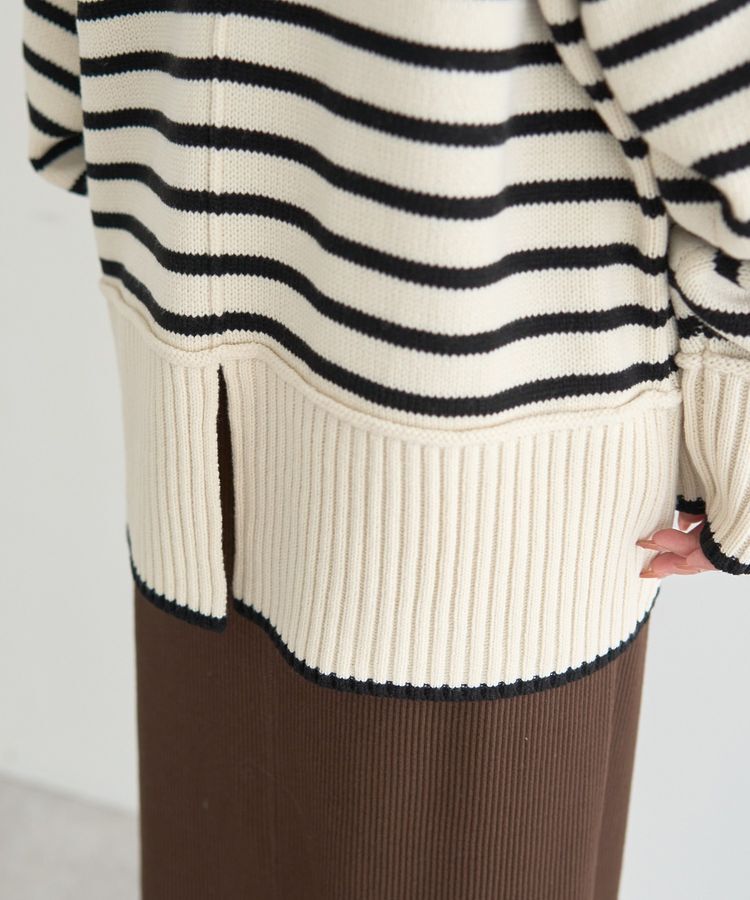 earth music&ecology「アンチピリングモックネックバックスリットニット」|ニット・セーター|