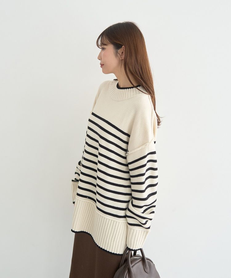 earth music&ecology「アンチピリングモックネックバックスリットニット」|ニット・セーター|