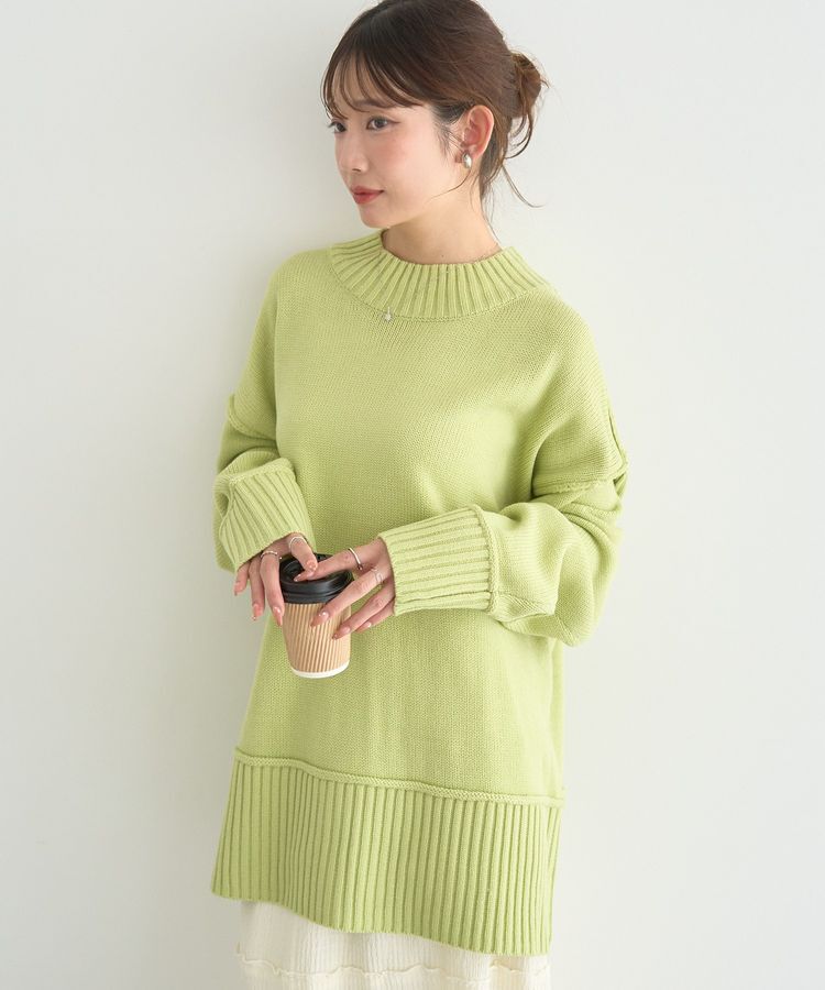 earth music&ecology「アンチピリングモックネックバックスリットニット」|ニット・セーター|