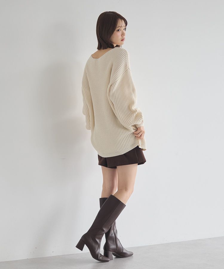 earth music&ecology「アンチピリングクロスネックルーズニット」|チュニック|