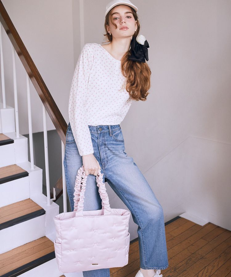 Maison de FLEUR「ローズリボン刺繍パファートートバッグ」|トートバッグ|