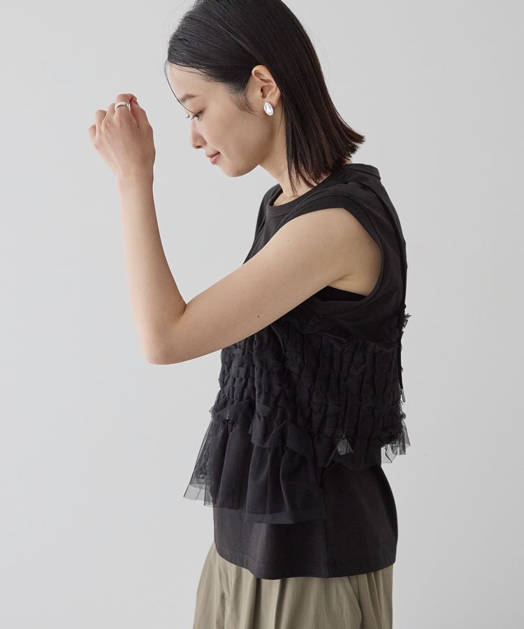 AMERICAN HOLIC「【2点セット】チュールキャミ+ノースリーブT」|Tシャツ・カットソー|