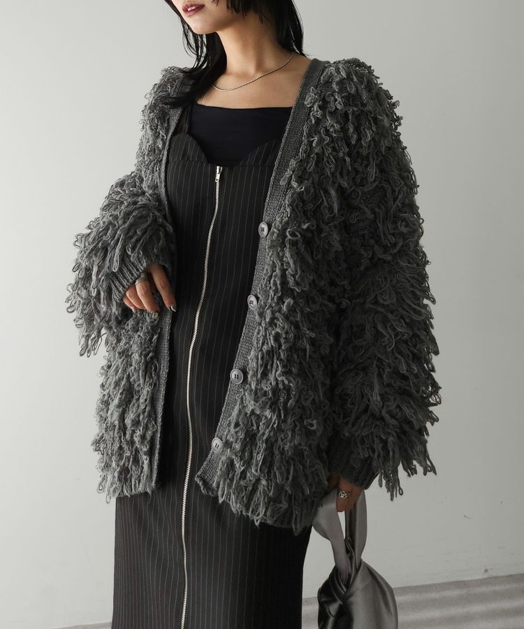 AnriettMusee「フリンジニットカーディガン」|カーディガン|Gray