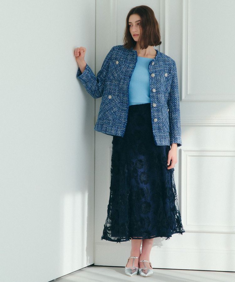 YECCA VECCA「フラワーエンブロイダリーチュールスカート」|フレア|