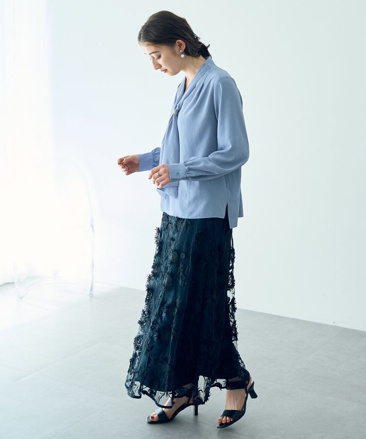 YECCA VECCA「フラワーエンブロイダリーチュールスカート」|フレア|