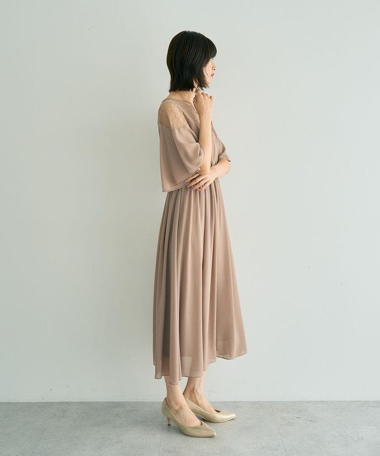 YECCA VECCA「レース切替シフォンドレス」|ワンピース|