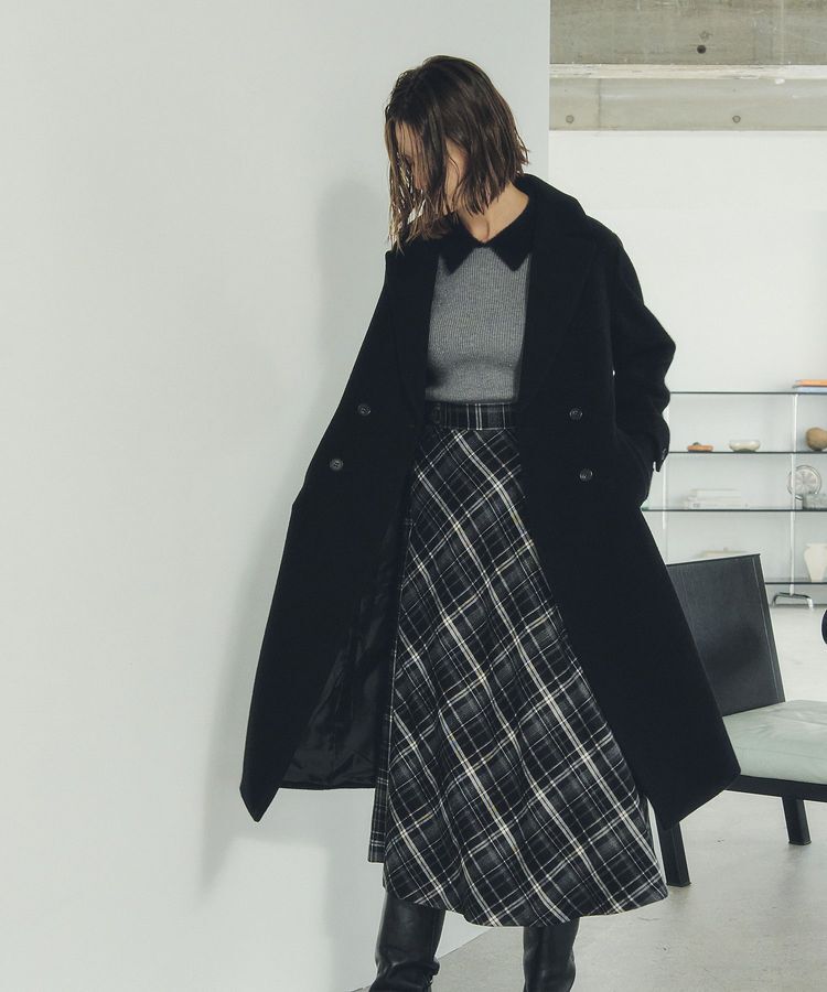 YECCA VECCA「チェック柄アシメデザインスカート」|フレア|