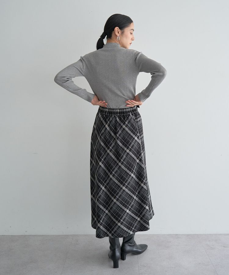 YECCA VECCA「チェック柄アシメデザインスカート」|フレア|