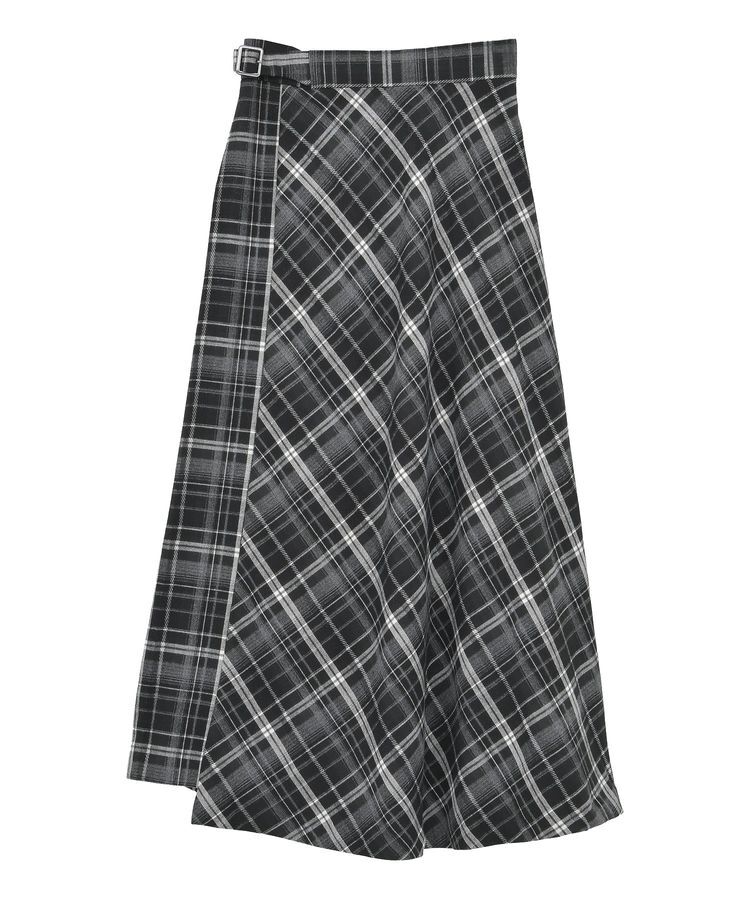 YECCA VECCA「チェック柄アシメデザインスカート」|フレア|