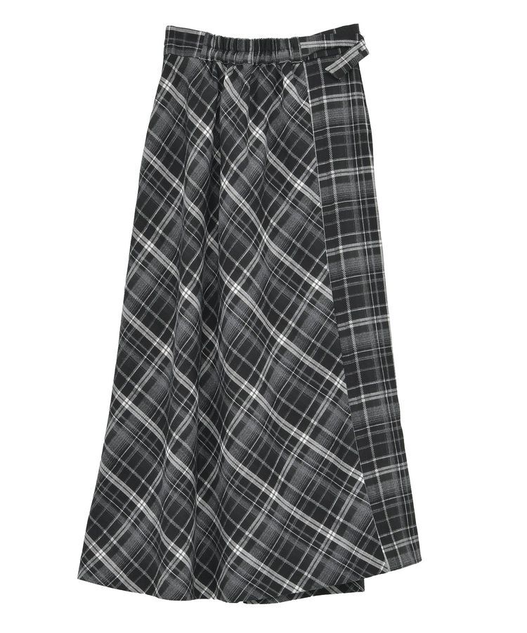 YECCA VECCA「チェック柄アシメデザインスカート」|フレア|