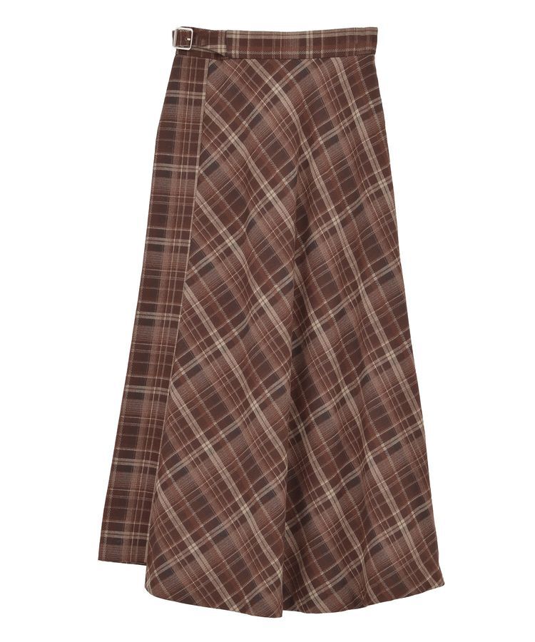 YECCA VECCA「チェック柄アシメデザインスカート」|フレア|