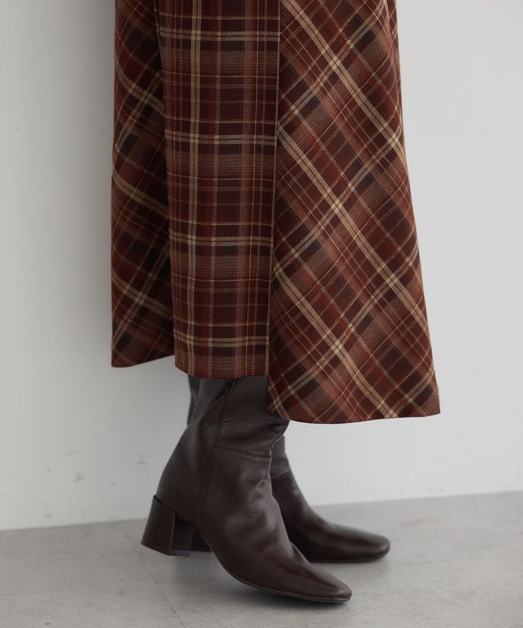 YECCA VECCA「チェック柄アシメデザインスカート」|フレア|