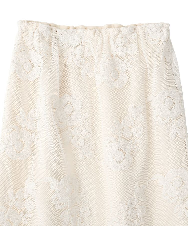 YECCA VECCA「フラワー柄刺繍メッシュスカート」|スカート|