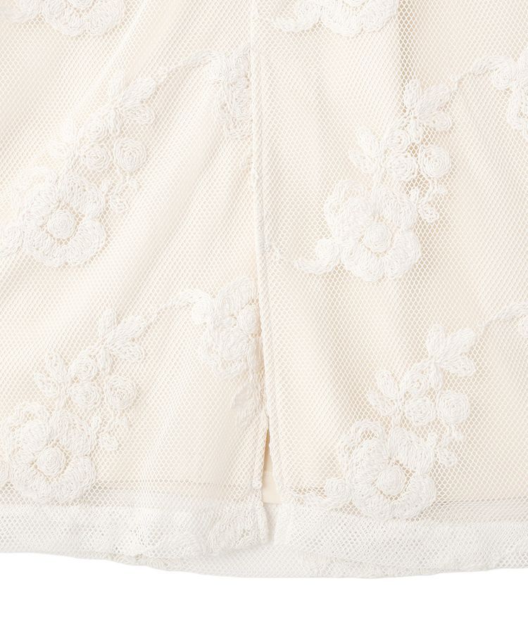 YECCA VECCA「フラワー柄刺繍メッシュスカート」|スカート|