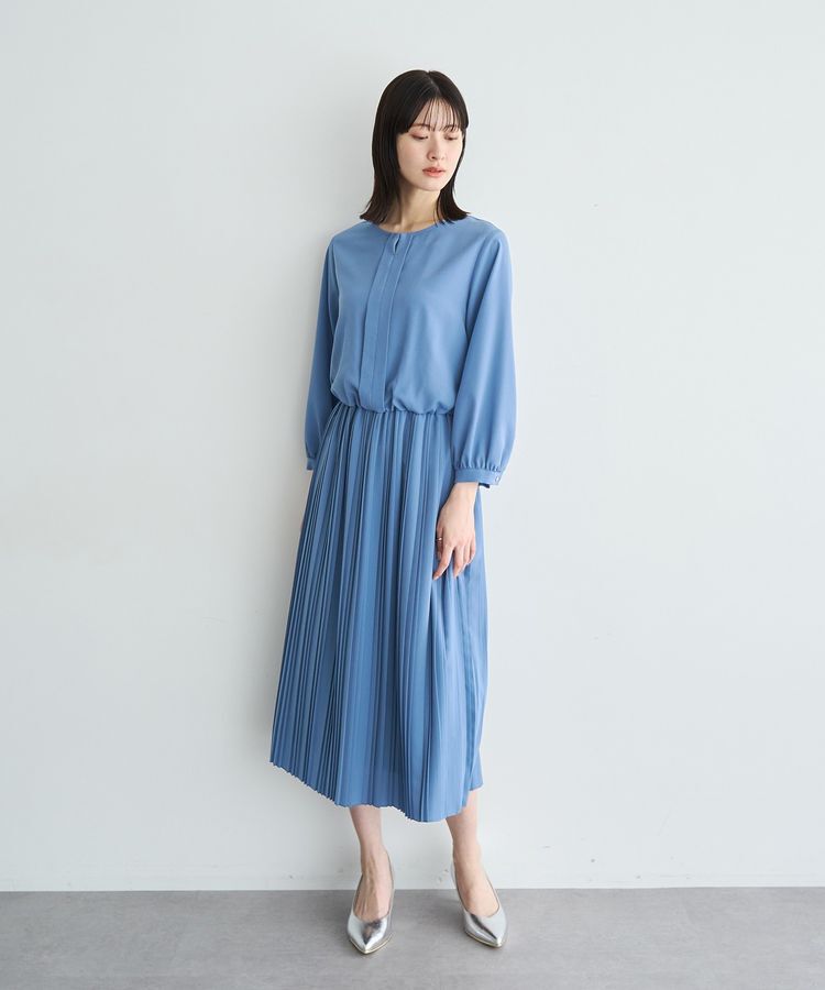 YECCA VECCA「ジョーゼットプリーツワンピース」|ワンピース|Blue