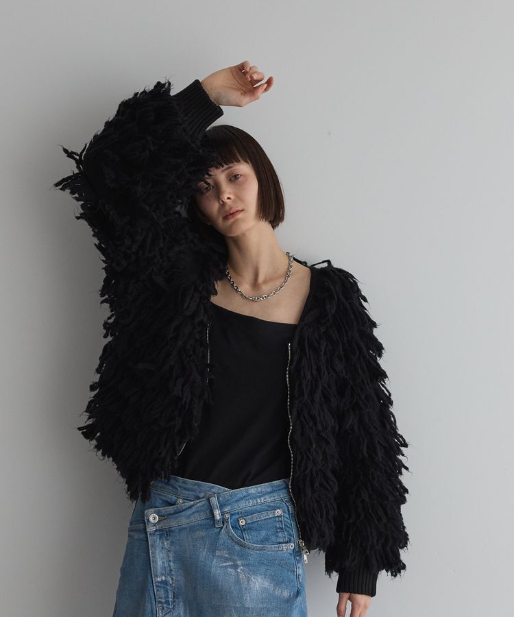 GARAGE OF GOOD CLOTHING「【TORRAZZO DONNA】フリンジニットブルゾン」|ブルゾン・スタジャン|Black