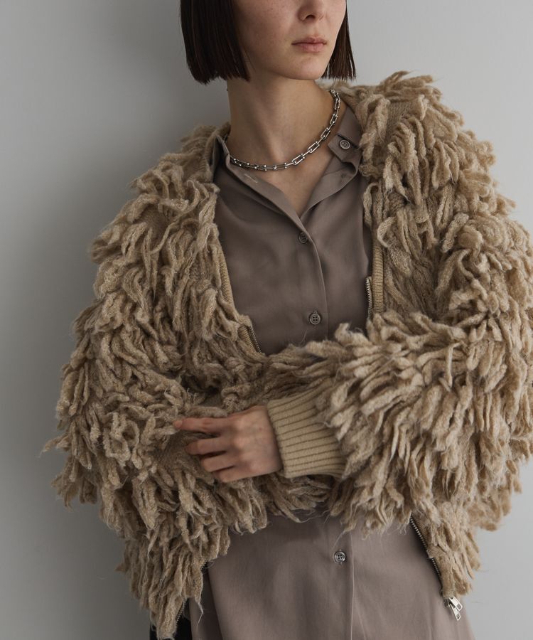 GARAGE OF GOOD CLOTHING「【TORRAZZO DONNA】フリンジニットブルゾン」|ブルゾン・スタジャン|Beige