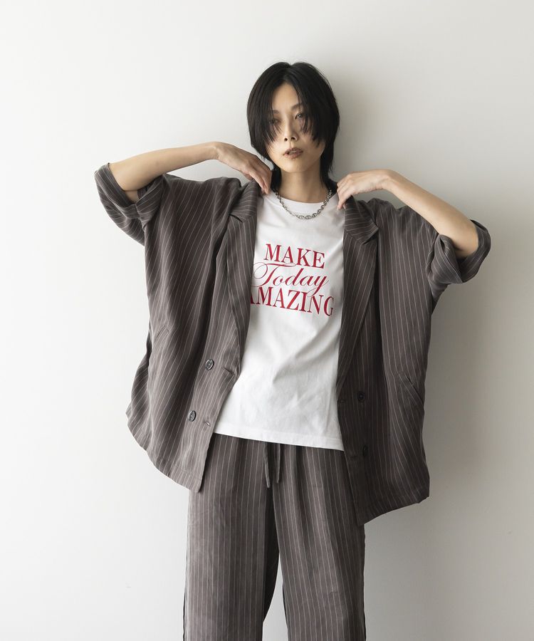 GARAGE OF GOOD CLOTHING「ストライプ半袖ジャケット」|テーラードジャケット|