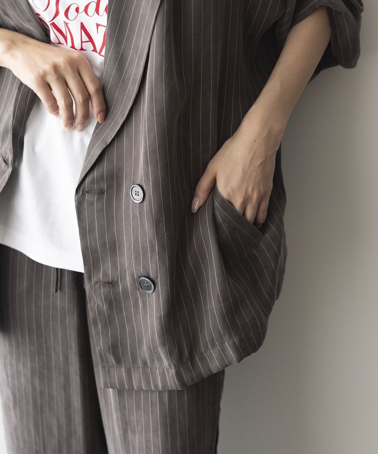GARAGE OF GOOD CLOTHING「ストライプ半袖ジャケット」|テーラードジャケット|