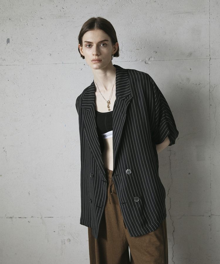 GARAGE OF GOOD CLOTHING「ストライプ半袖ジャケット」|テーラードジャケット|