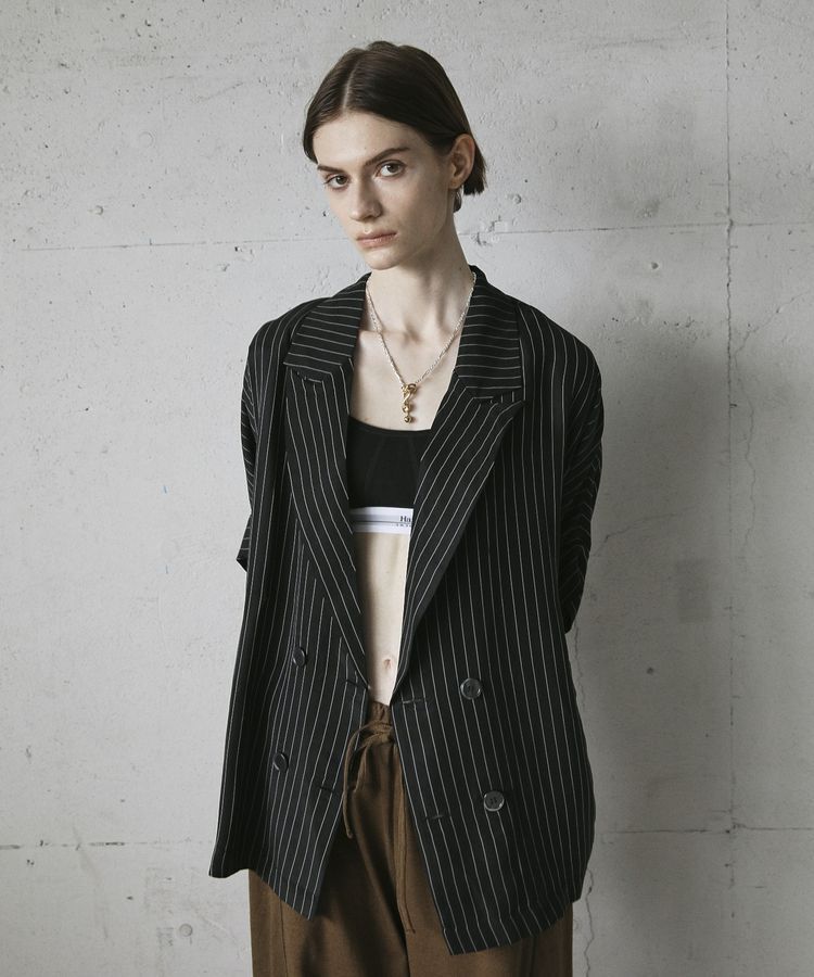 GARAGE OF GOOD CLOTHING「ストライプ半袖ジャケット」|テーラードジャケット|