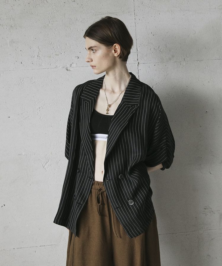 GARAGE OF GOOD CLOTHING「ストライプ半袖ジャケット」|テーラードジャケット|
