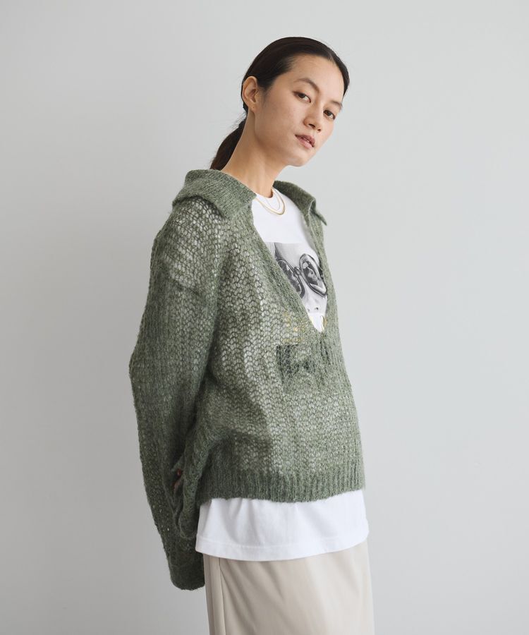 GARAGE OF GOOD CLOTHING「モヘア混襟付きニットシアープルオーバー」|ニット・セーター|