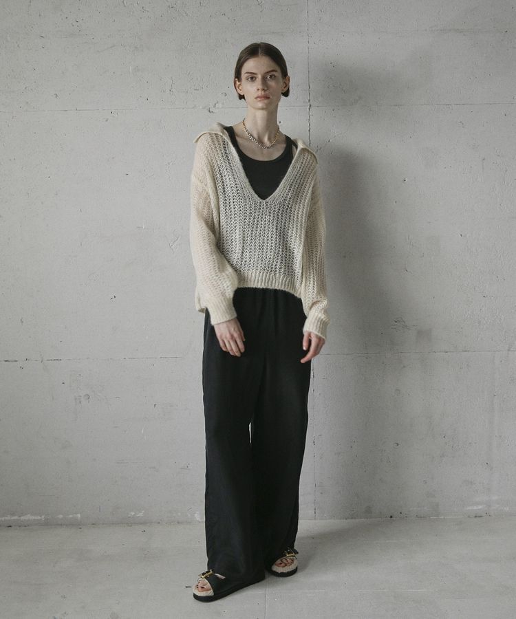 GARAGE OF GOOD CLOTHING「モヘア混襟付きニットシアープルオーバー」|ニット・セーター|