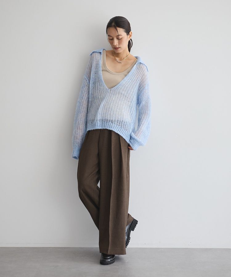 GARAGE OF GOOD CLOTHING「モヘア混襟付きニットシアープルオーバー」|ニット・セーター|
