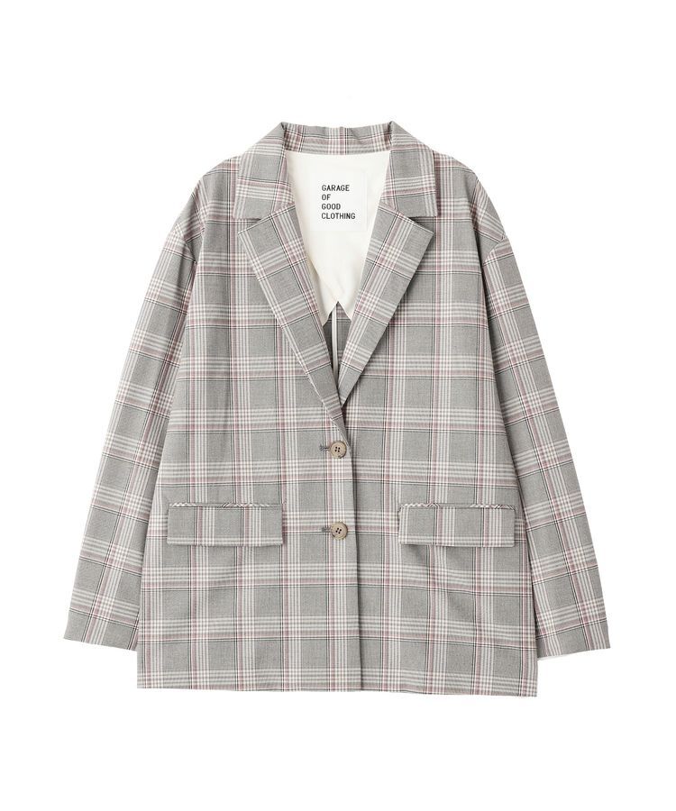 GARAGE OF GOOD CLOTHING「【日本製】チェックオーバーサイズシングル前ジャケット」|テーラードジャケット|