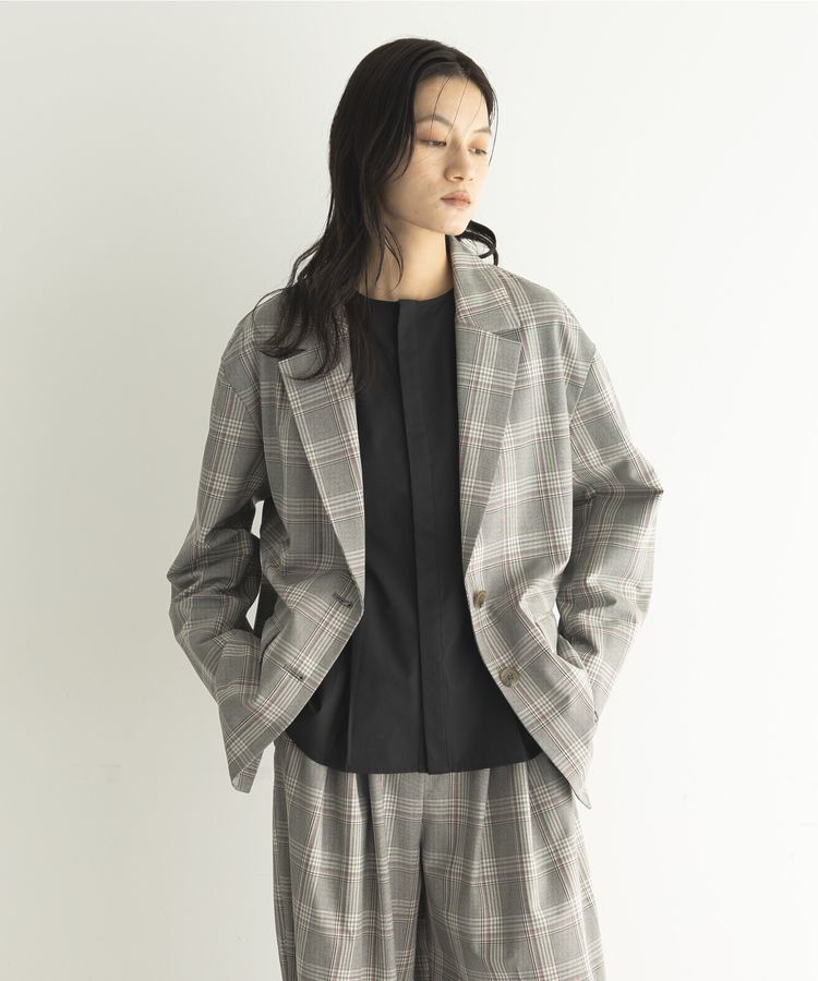 GARAGE OF GOOD CLOTHING「【日本製】チェックオーバーサイズシングル前ジャケット」|テーラードジャケット|