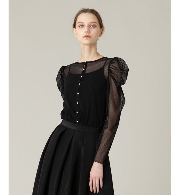 LOULOU WILLOUGHBY「【LOULOU WILLOUGHBY】ドットチュールジコスリーブプルオーバー」|Tシャツ・カットソー|