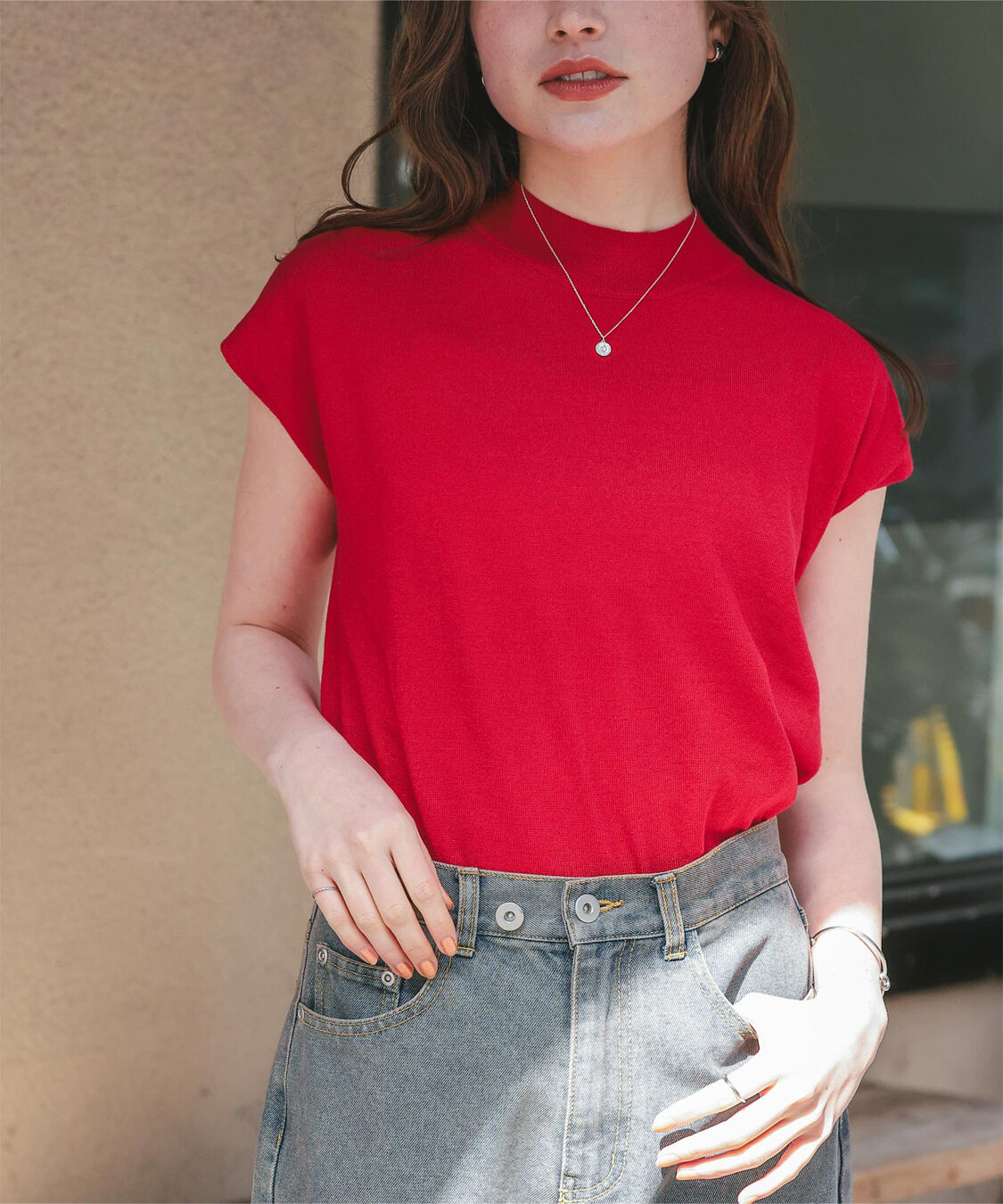 titivate「ベーシックフレンチスリーブライトニット」|ニット・セーター|