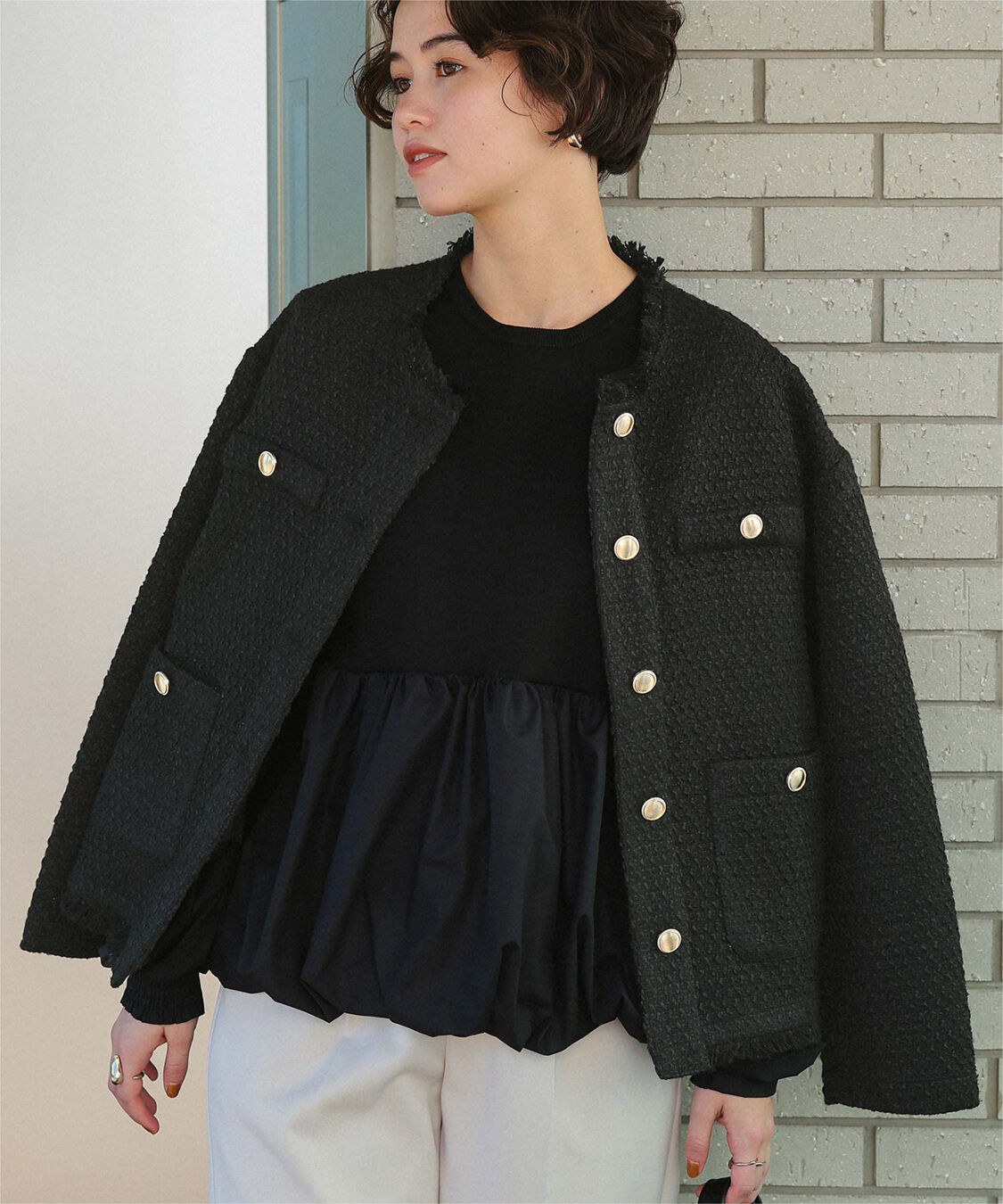 titivate「ツイードジャケット」|ノーカラージャケット|