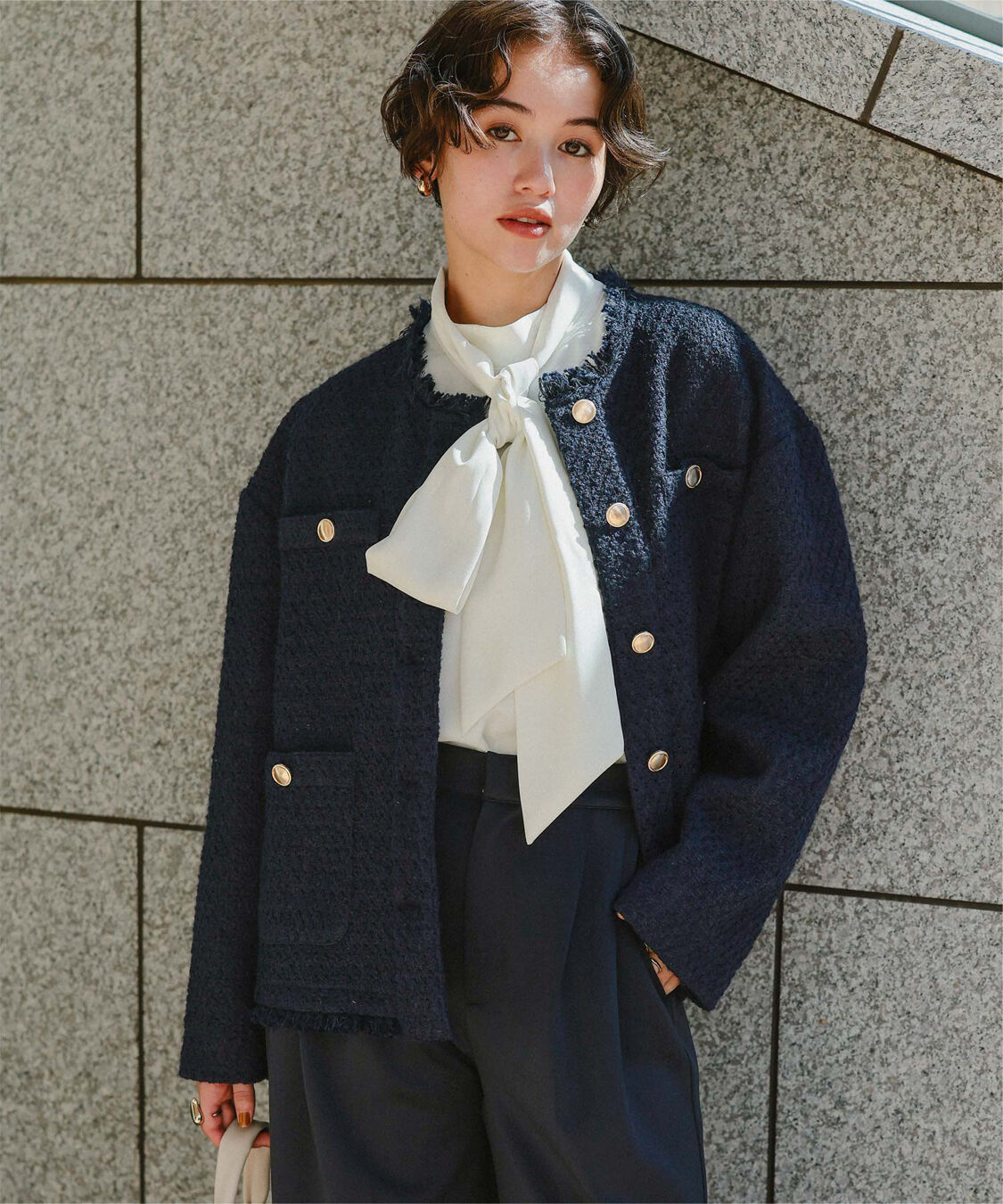 titivate「ツイードジャケット」|ノーカラージャケット|