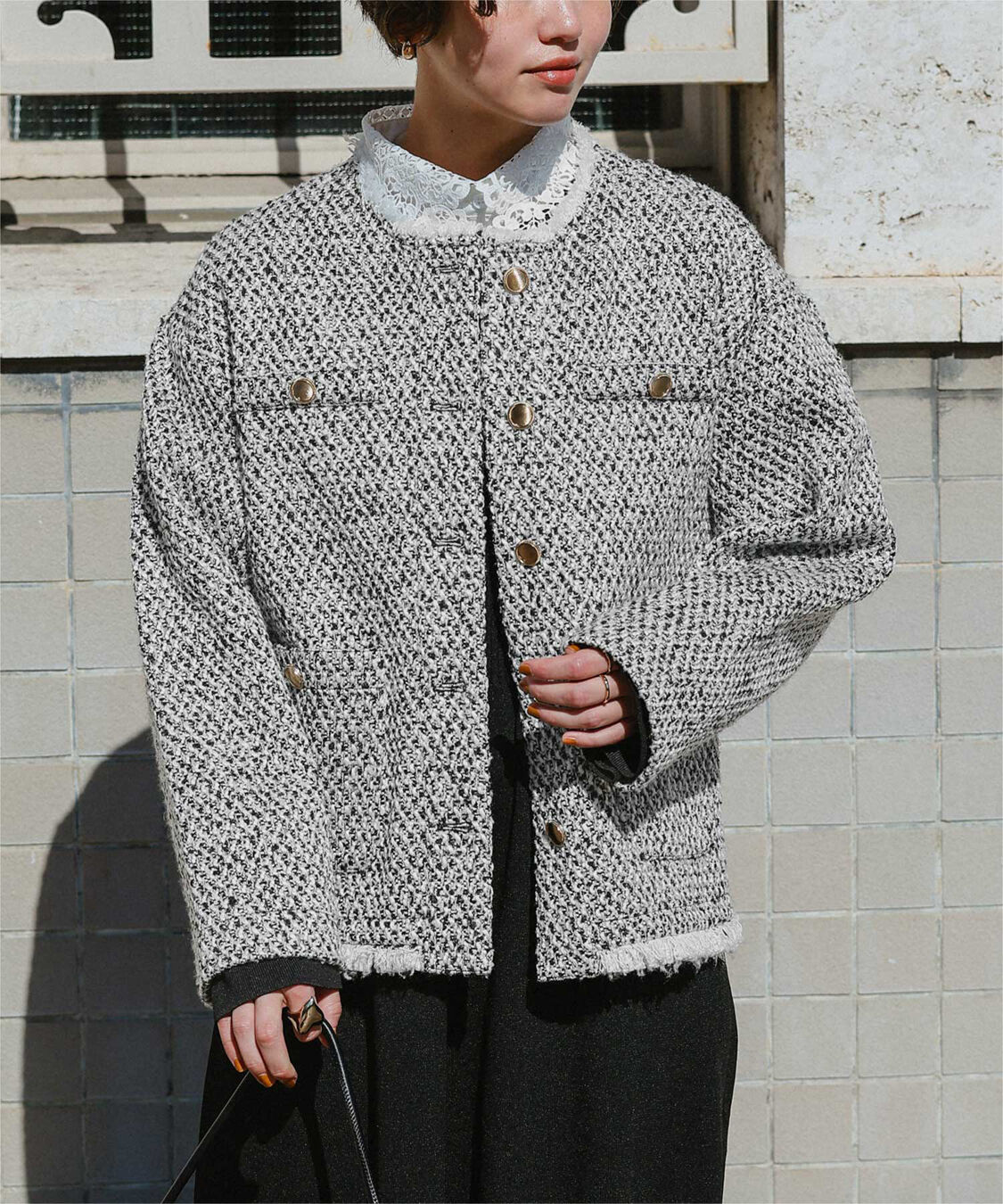 titivate「ツイードジャケット」|ノーカラージャケット|