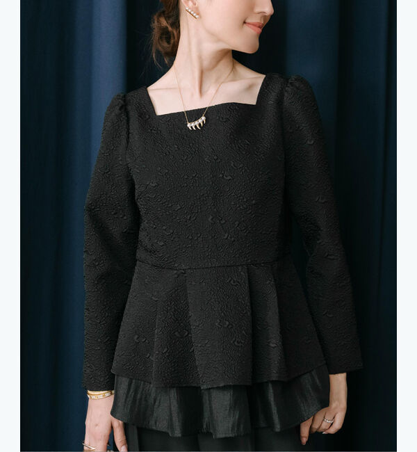 ur's「【星玲奈さんコラボアイテム】ふくれジャガードティアードペプラムトップス」|Tシャツ・カットソー|