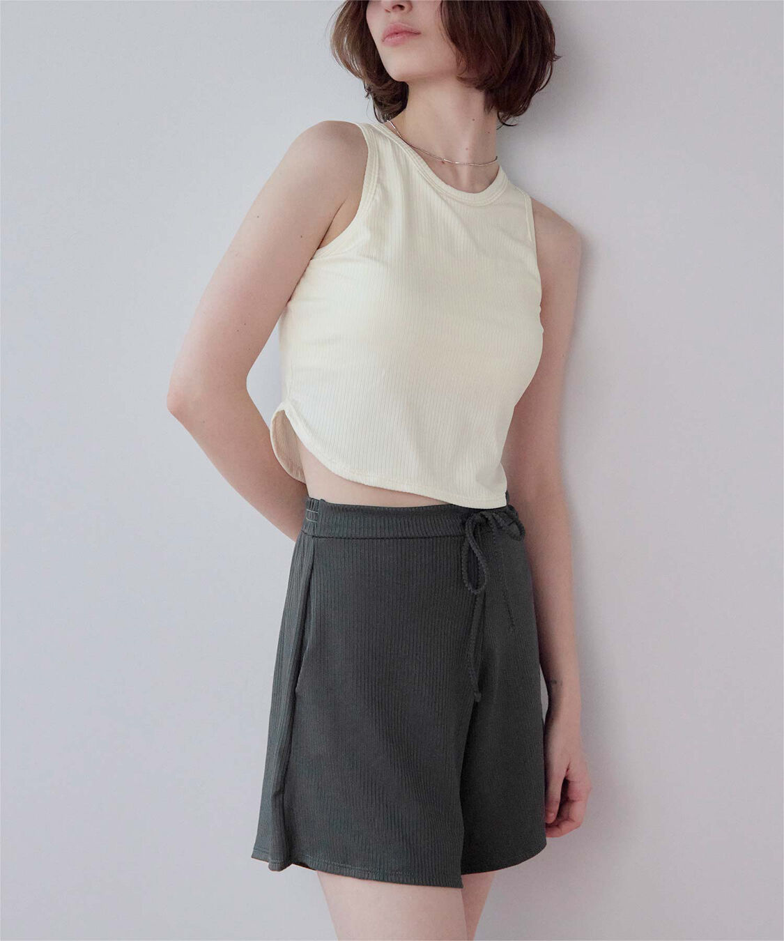 SEA DRESS「3点セット/ショートパンツ&times;タンクトップビキニ/水着」|ビキニ|オフホワイト