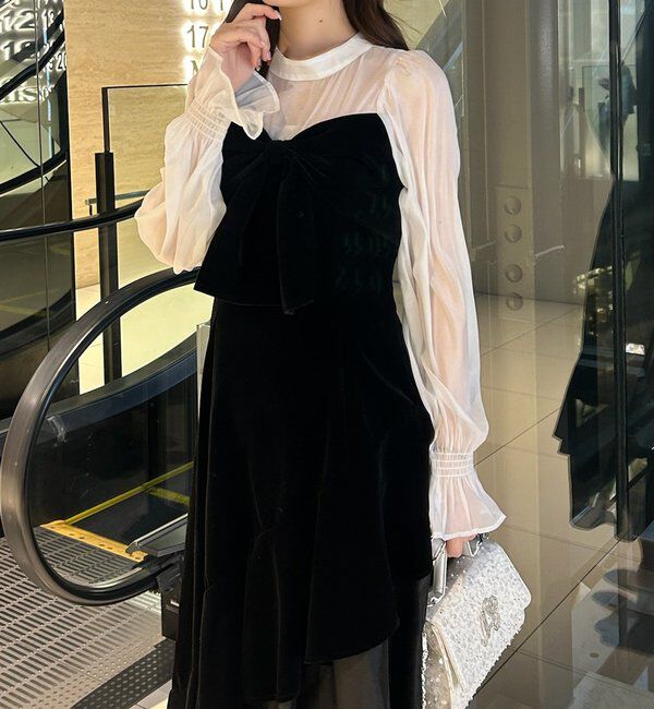 ベロアリボン異素材ロングワンピース｜ルミネのファッション通販